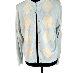 Vintage Classic Arygle Pringle Cardigan Size 42"/6/Med